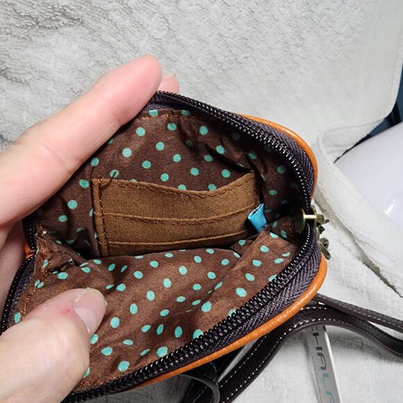 NEW CHALA BROWN PROCUPINE CELL PHONE CROSSBODY PURSE ADJUSTABLE STRAP - Picture 3 of 8